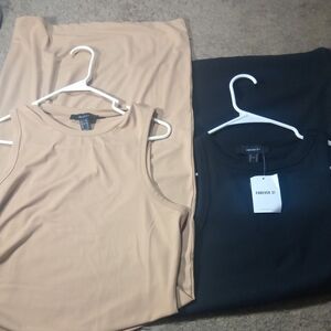 Forever 21 Tan and Black Women's Tank Dresses Size 1x And 2x
